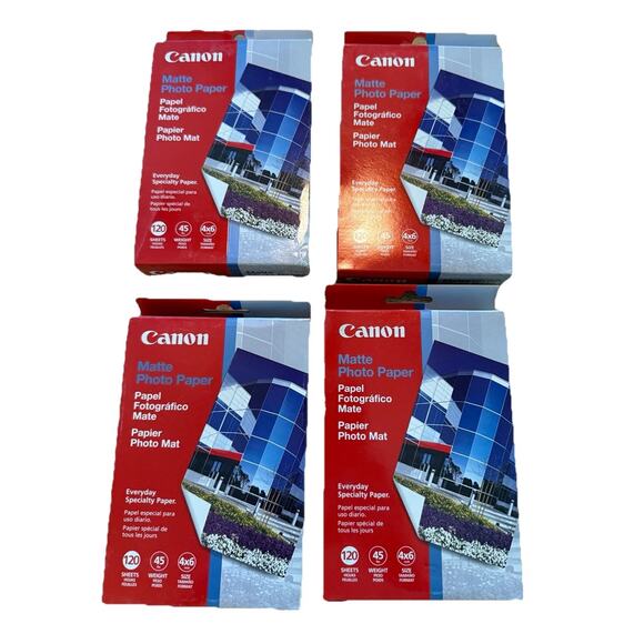 Canon MATTE Photo Paper 4X4 120 Sheets Per Pack New Lot of 4 NOS - Picture 1 of 4